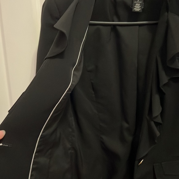 WHBM size 2 black jacket with ruffles and usable pockets. Very gently used. - Picture 8 of 13